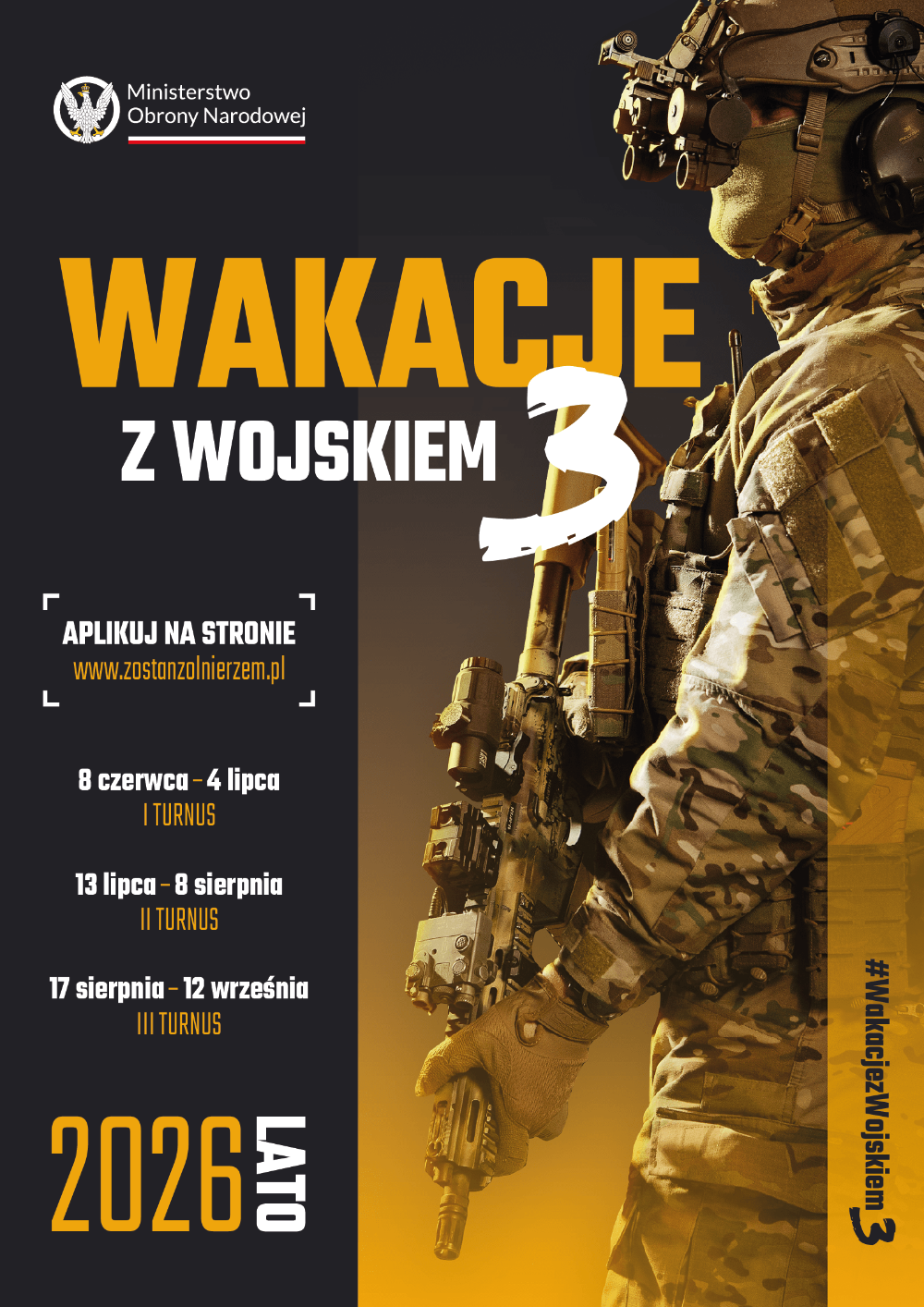 Plakat programu "Wakacje z wojskiem 3"